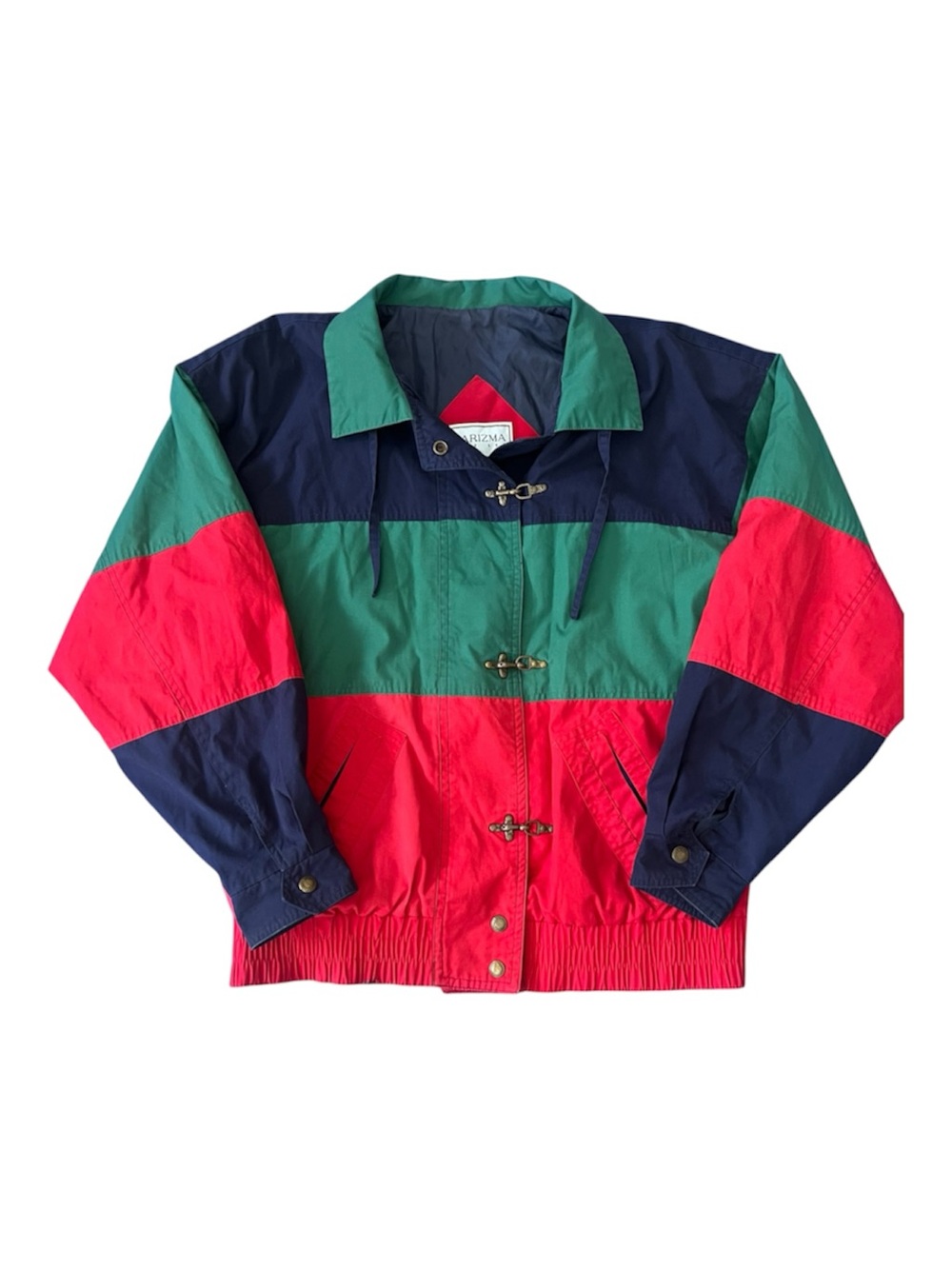 Vintage Karizma Colorblock Jacket Size Medium Red Green Navy